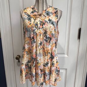 Flareat sleeveless corset front top sleeveless floral T300 Anthropologie